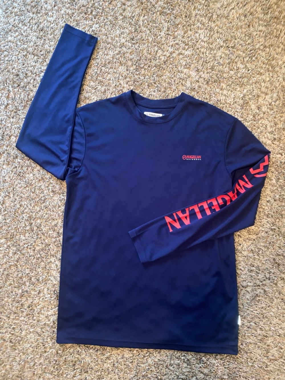 Magellan Outdoors Navy Long-Sleeve Tee with Coral Logo